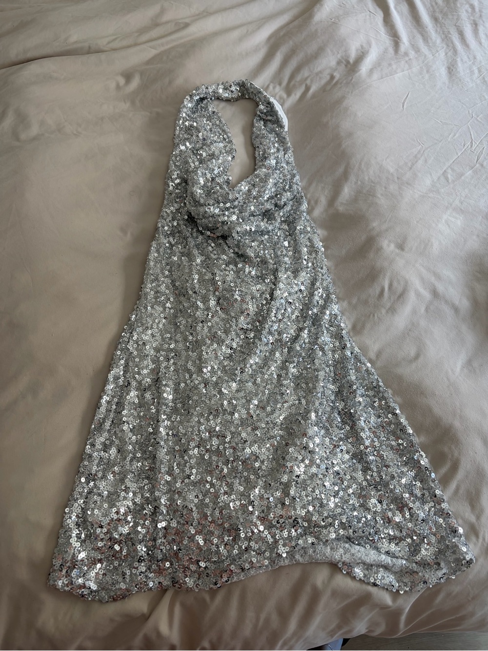 Urban Outfitters Silver Sequin Halter Dress for Girls